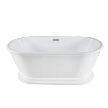 AQUA EDEN Pedestal Bathtubs, 59.81 L, 27.94 W, White, Acrylic VTDE602824